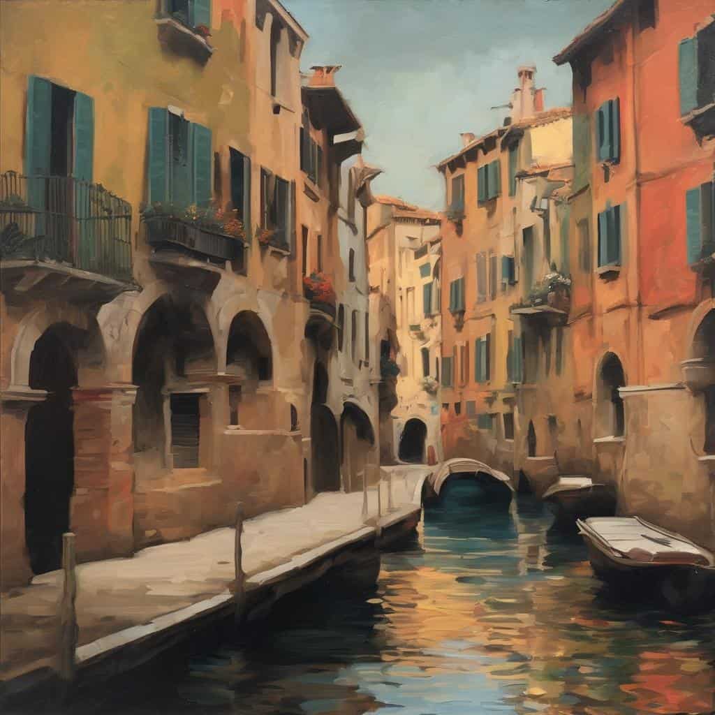 Καλλιτέχνες και καινοτομία στη σύγχρονη τέχνη, ζωγραφική τοπίων στη Βενετία με έμφαση στην καινοτομία και την τέχνη, εικαστικές δημιουργίες.