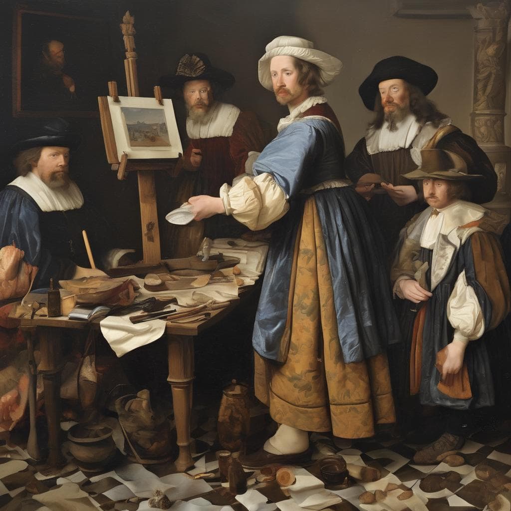 Πίνακας του 17ου αιώνα με καλλιτέχνες και καινοτομία στη σύγχρονη τέχνη, αποτύπωση δημιουργικότητας και τέχνης στην ιστορία.